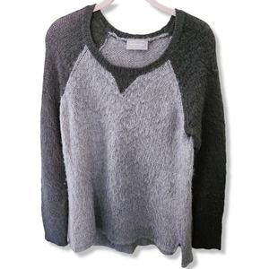 Wooden Ships Anthropologie Black Gray Mohair wool soft Sweater oversized S M